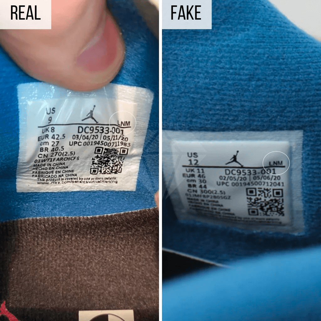 Checking the size tags is one of the easiest ways to spot fake shoes 