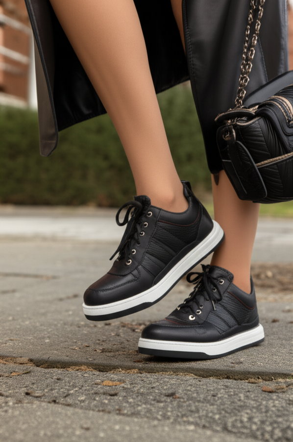 feature image for the blog with the blog title included. Title: Luxury Walking Shoes for Women: Style, Comfort, and Performance Guide. Ensure the text is accurate and error-free