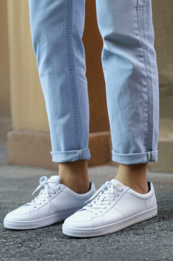 Comfortable wide fit sneakers styled with casual outfits