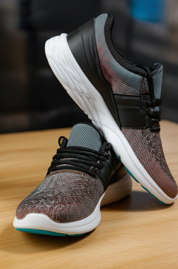 Image of athletic shoes with visible custom orthotic insoles boosting performance