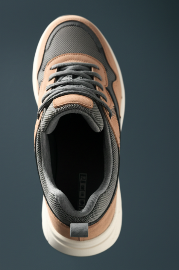 Close-up of cushioned insoles and arch support in stylish sneakers