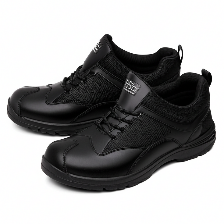 Black non-slip chef shoes providing safety and style in kitchen work