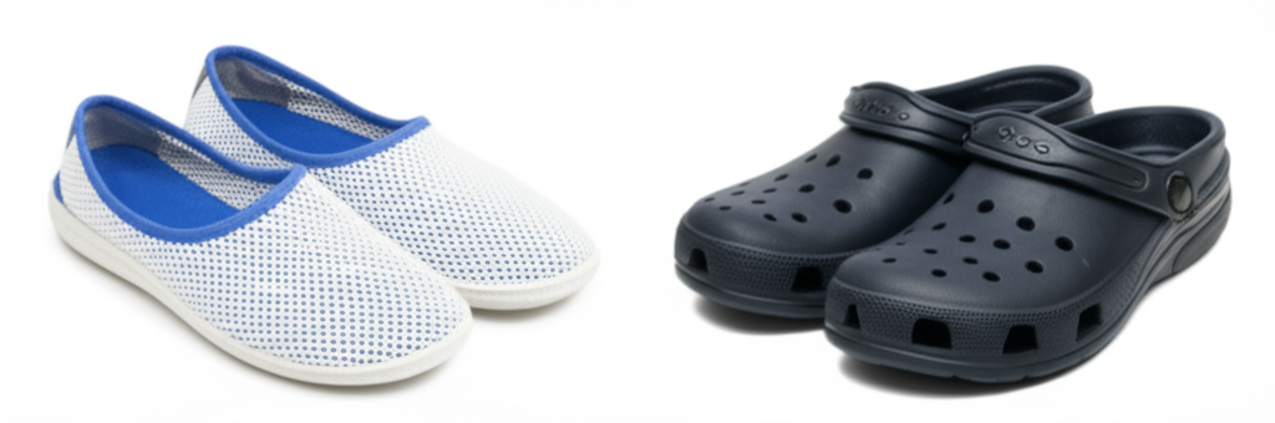 Seasonal hospital shoes with breathable mesh for summer and insulated clogs for winter