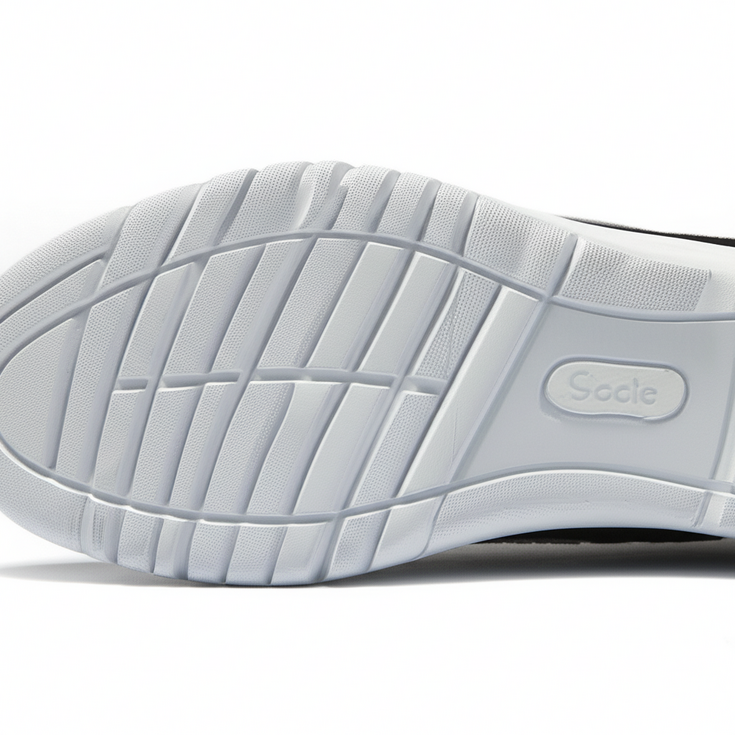 Close-up of slip-resistant hospital shoe sole and insole cushioning