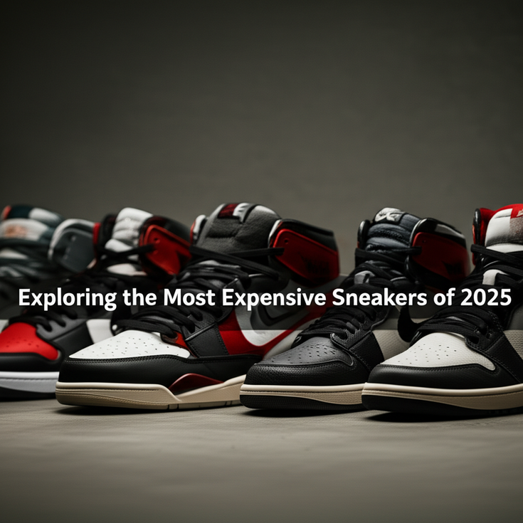 feature image for the blog with the blog title included. Title: Exploring the Most Expensive Sneakers of 2025: A Definitive Style and Collectors’ Guide. Ensure the text is accurate and error-free