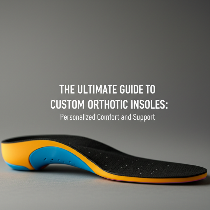 feature image for the blog with the blog title included. Title: The Ultimate Guide to Custom Orthotic Insoles: Personalized Comfort and Support. Ensure the text is accurate and error-free 