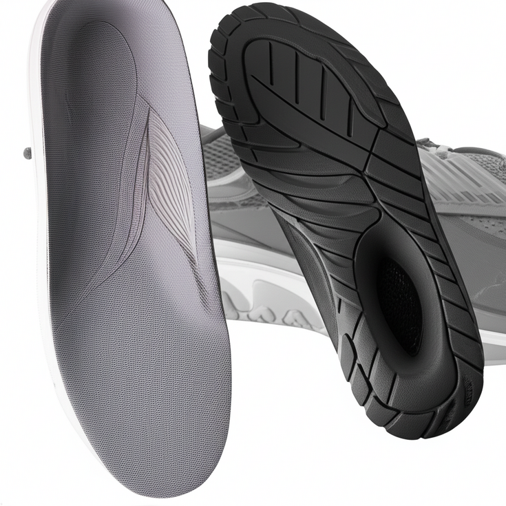 Comfortable and supportive orthotic insoles showcased with athletic sneakers